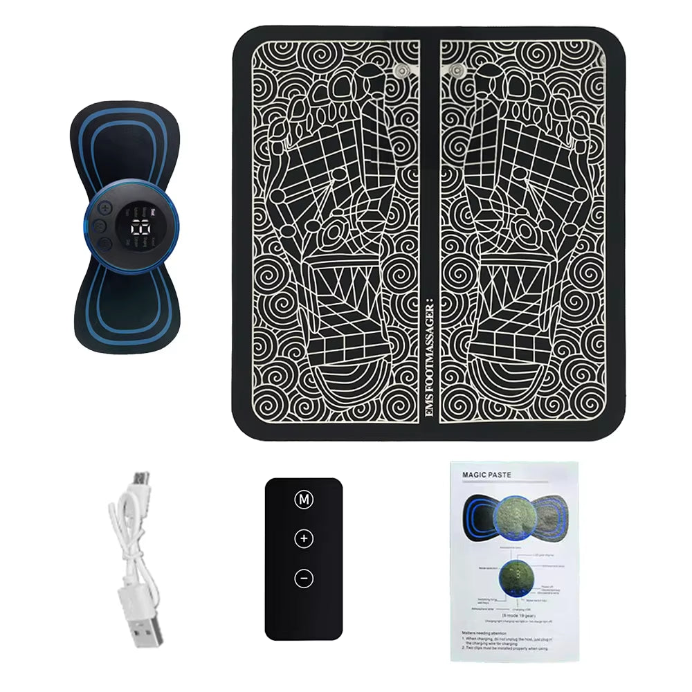 Electric Foot Massager Pad Neck Massage Set Portable Home Fatigue Relief Muscle Vibration Massage Pad Back Neck Massager