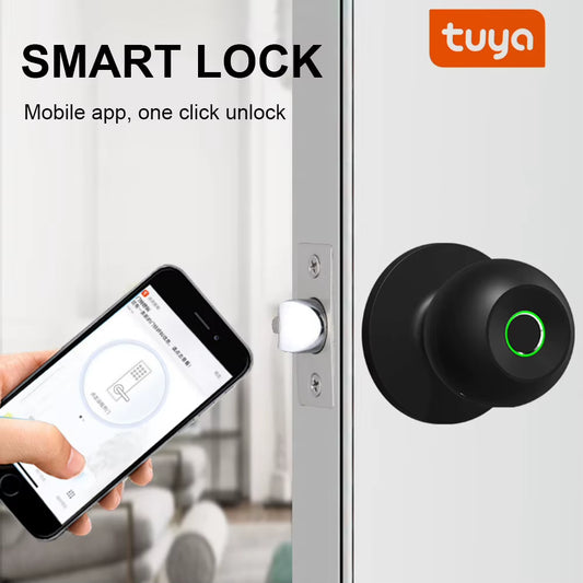 Tuya APP Control Biometric Fingerprint Smart Door Lock Electronic Digital Password Lock Security Keyless Entry Knobs Unlock
