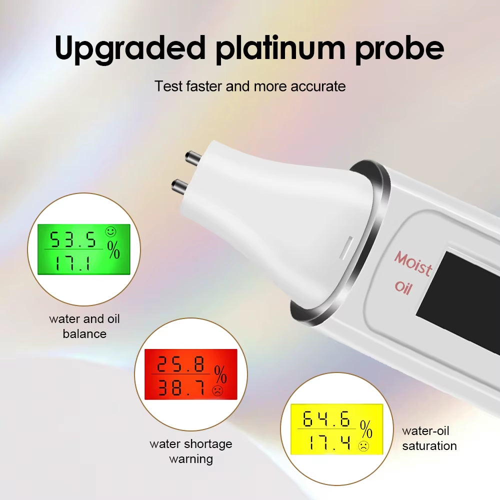 Digital Skin Tester Moisture Oil Test Meter Face Detector Facial Skin Moisture&Oil Content Skin Analyzer for Forehead Cheek