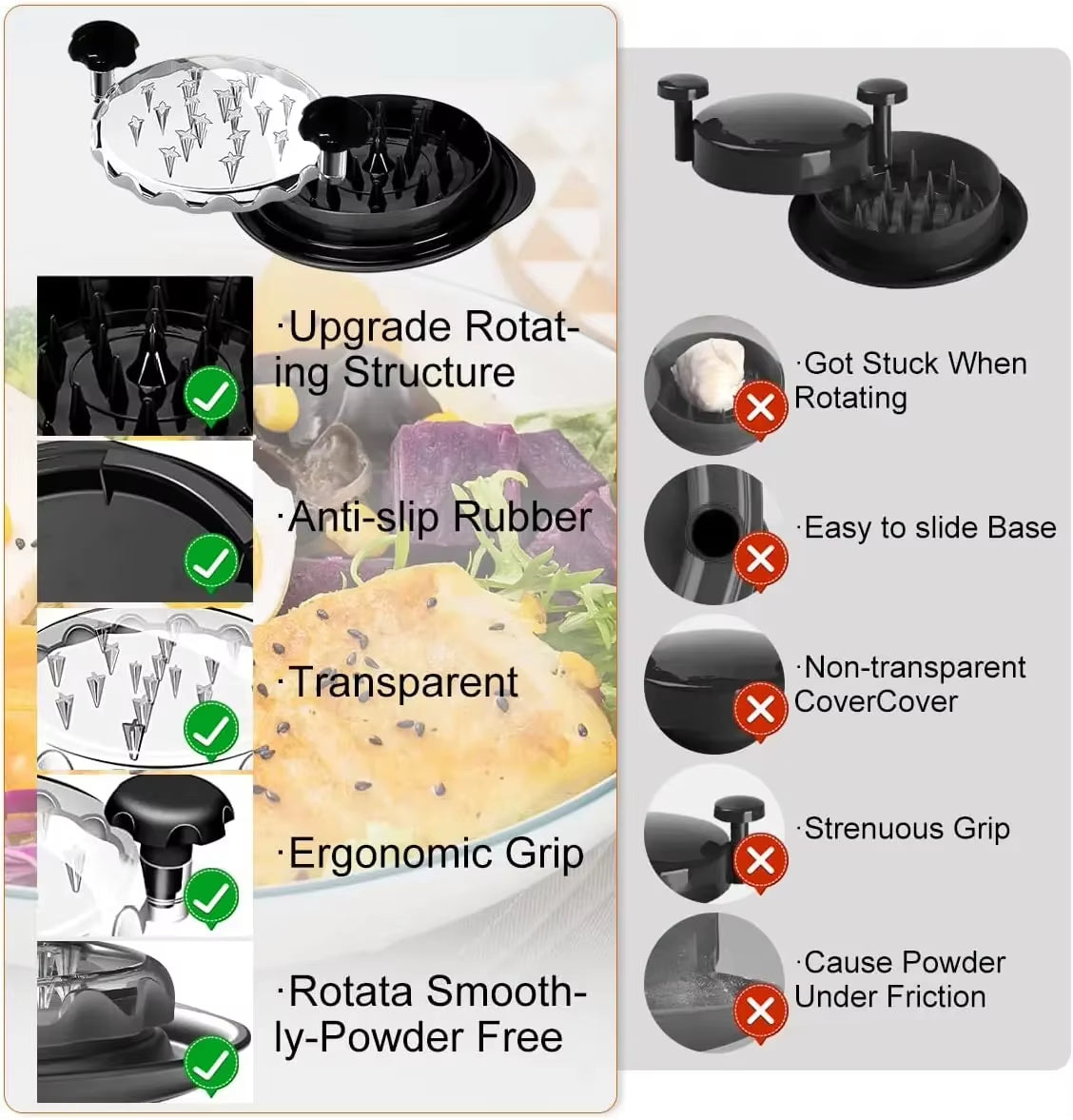 Chicken Shredder Tool Meat Breast Shredding Separation Mincing Grinder Machine with Lid for Shredding Chicken Pork Beef