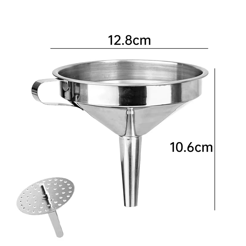 Stainless Steel Strainer Wine Lifting Spoon Funnel Pouring Wide Mouth Funnel with Detachable Filter Oil Kitchen Portable Gadgets